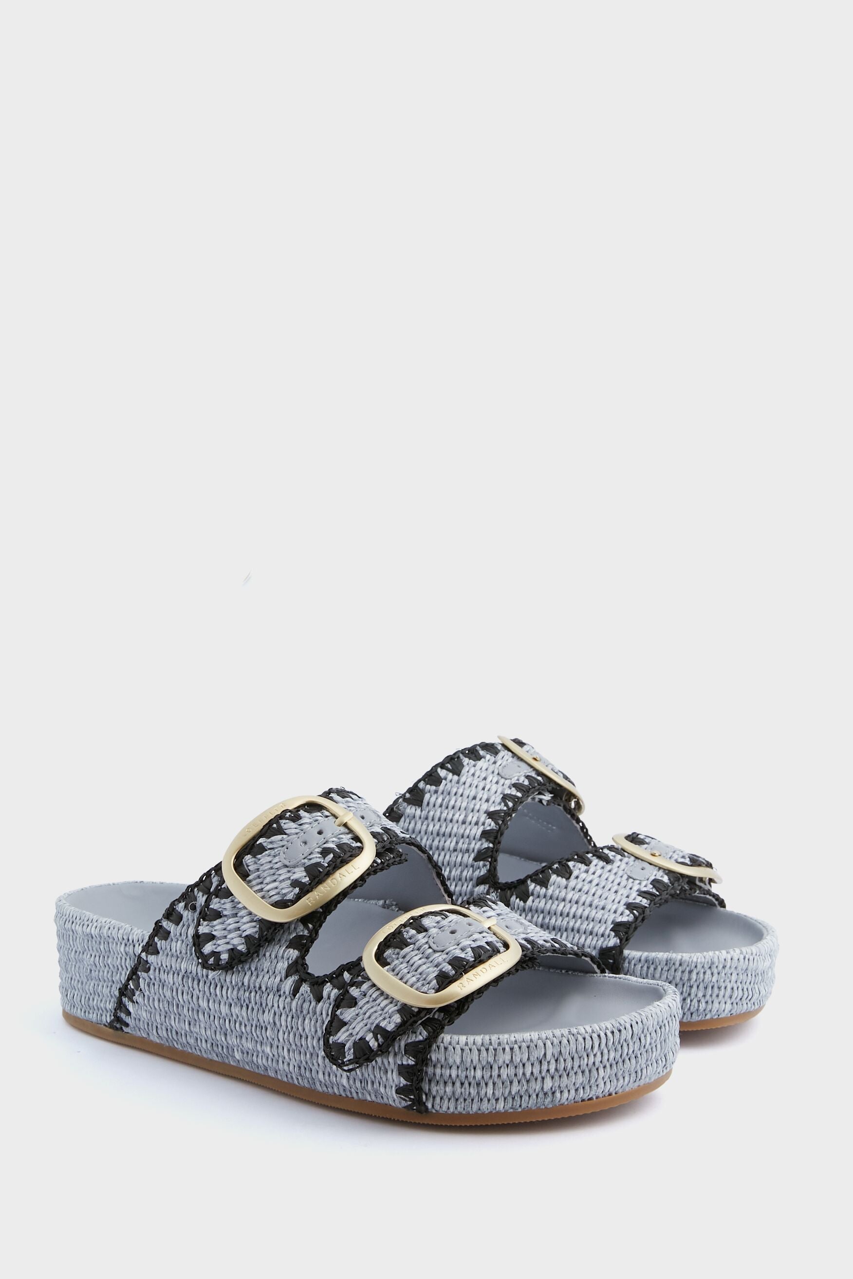 Loeffler Randall Blue Chunky Woven Raffia Sandals
