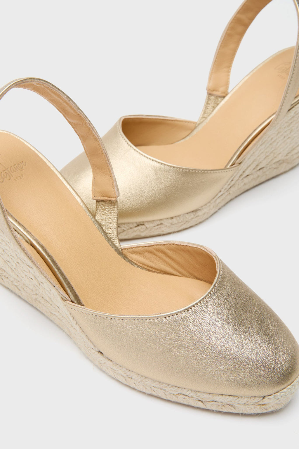 Castañer Oro Piel Carissa Wedge Espadrilles
