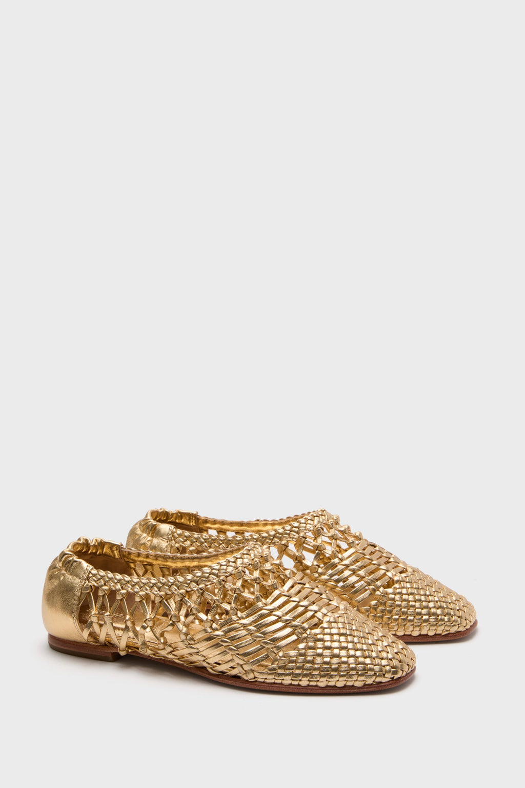  Gold Open Weave Ballet Flats
