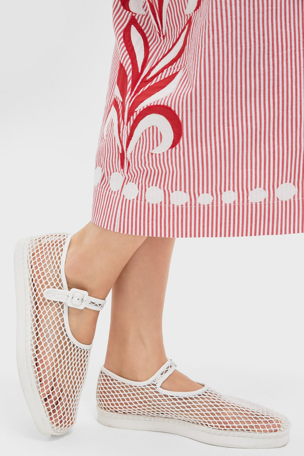 Loeffler Randall White Netted Mesh Rita Mary Janes
