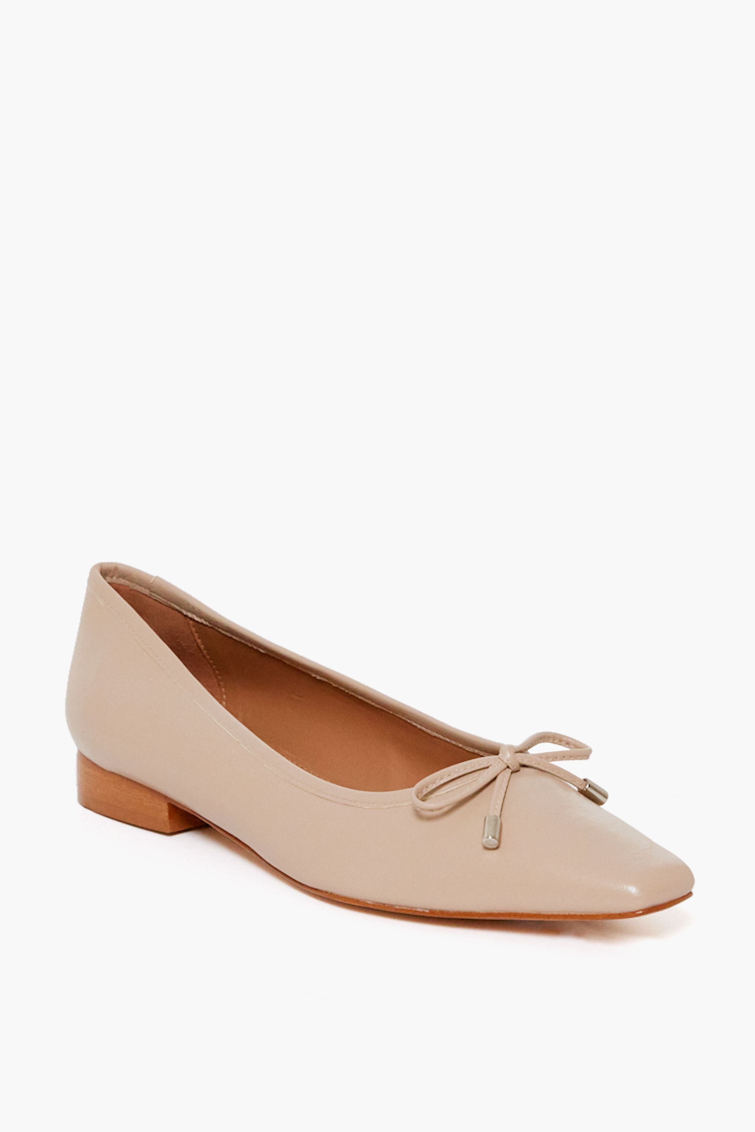  Beige Leather Monica Flats