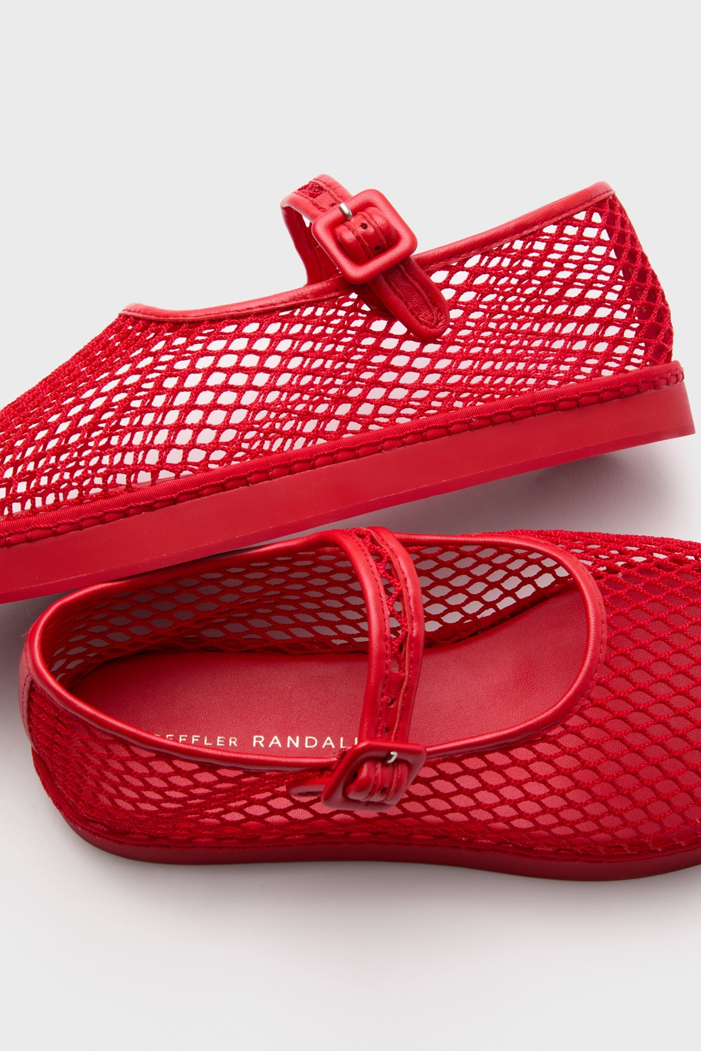 Loeffler Randall Red Netted Mesh Rita Mary Janes