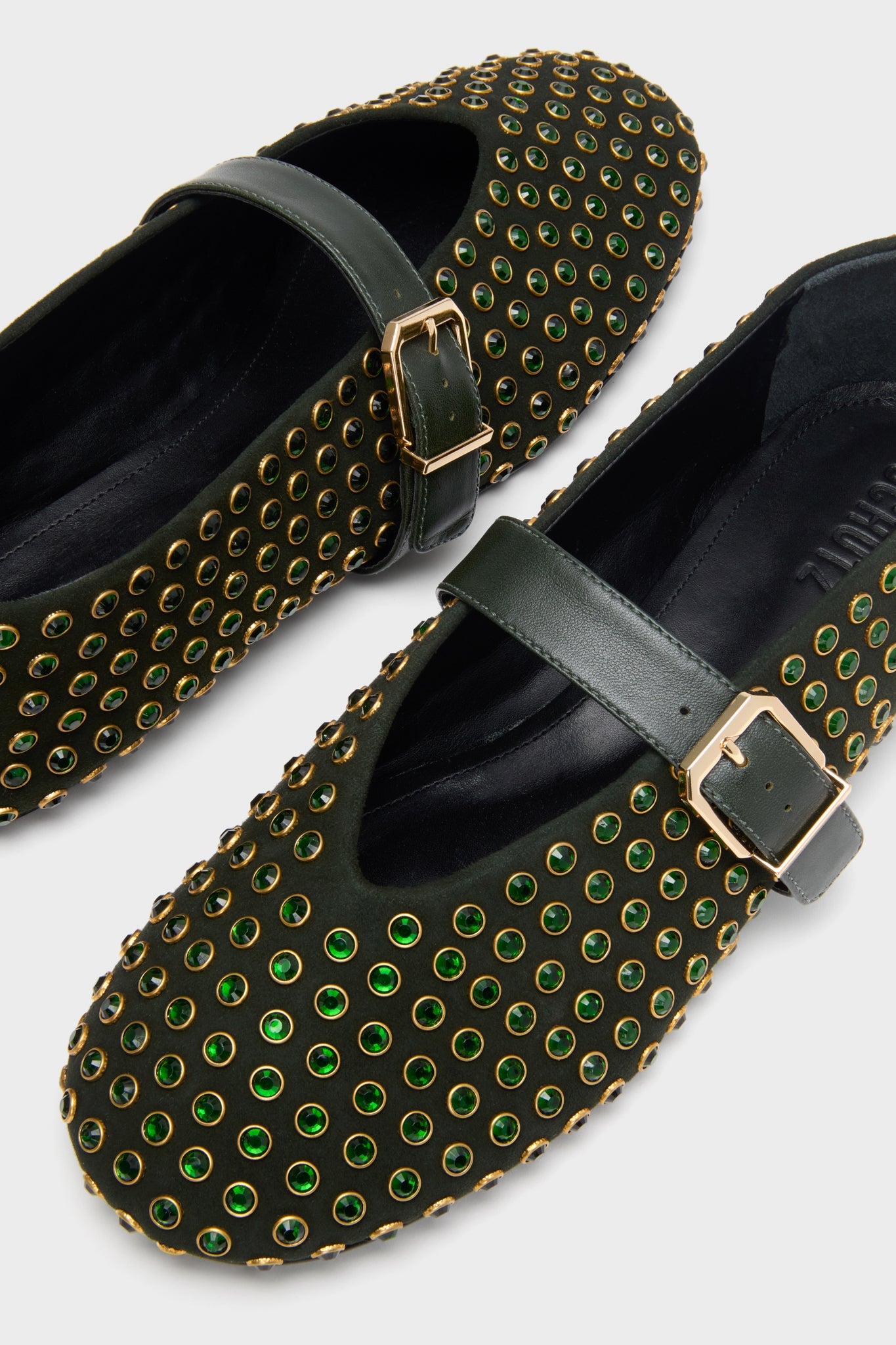 Schutz Garden Green Eliza Shine Flats