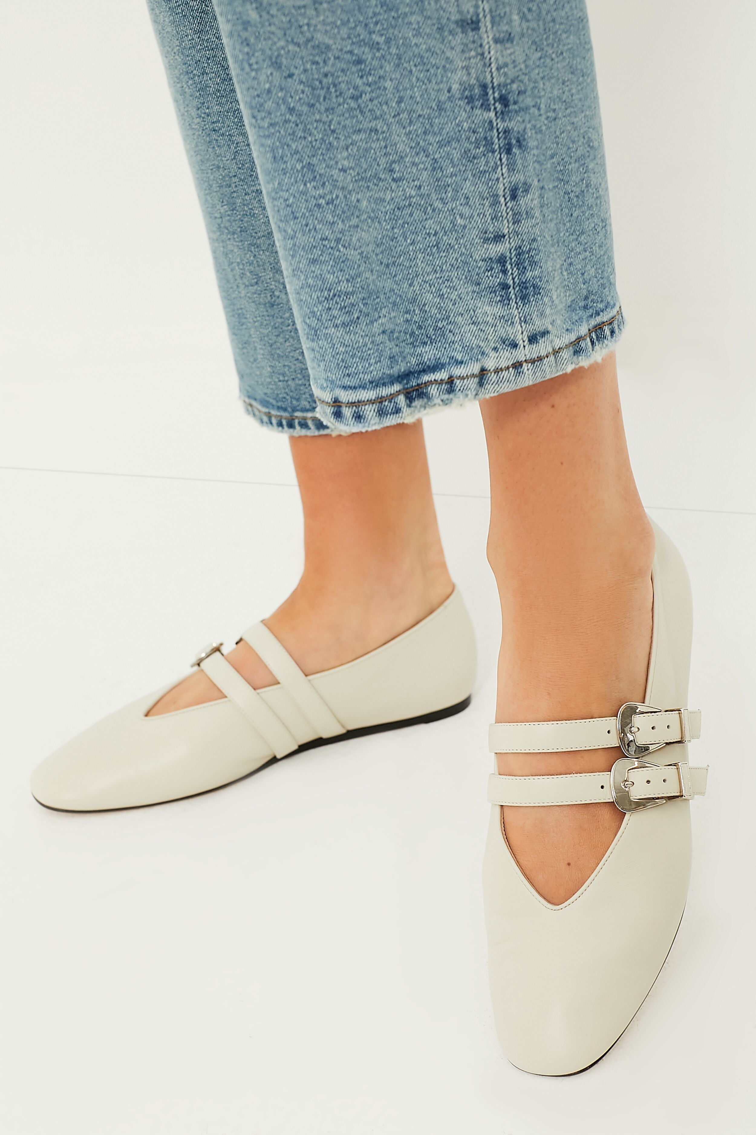  Ecru Claudia Leather Slippers