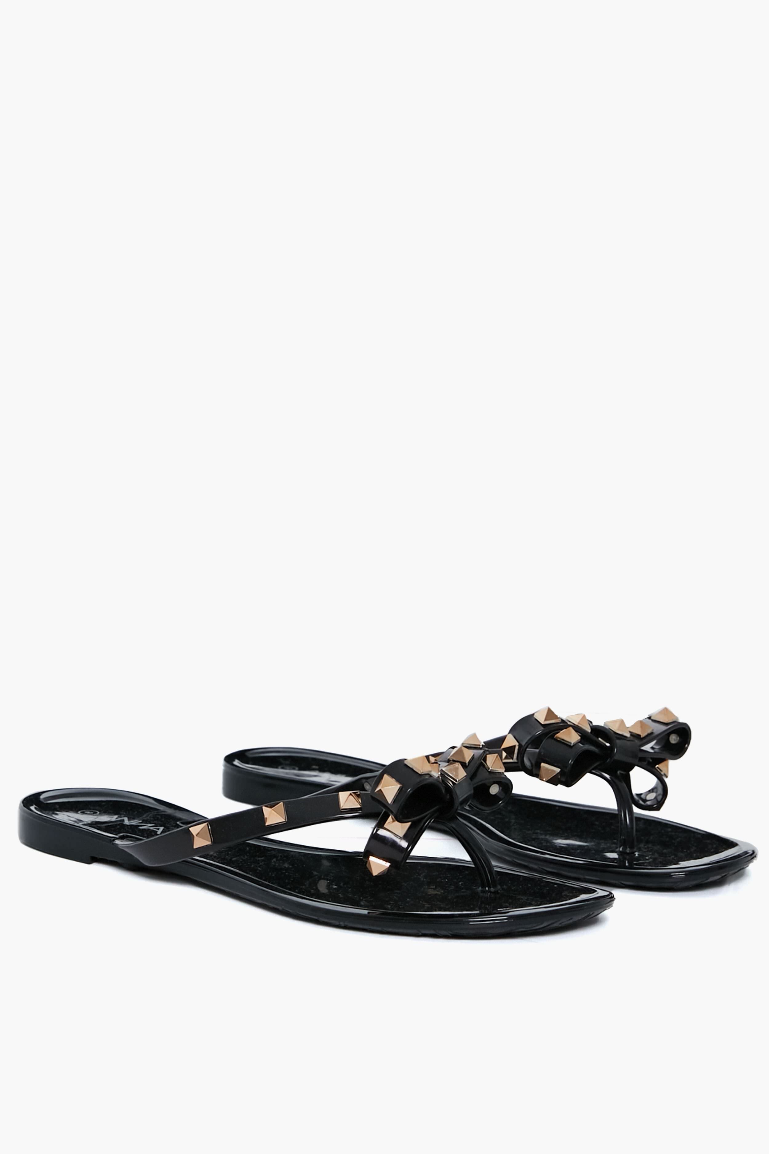  Black Jelly Bowtie Sandals