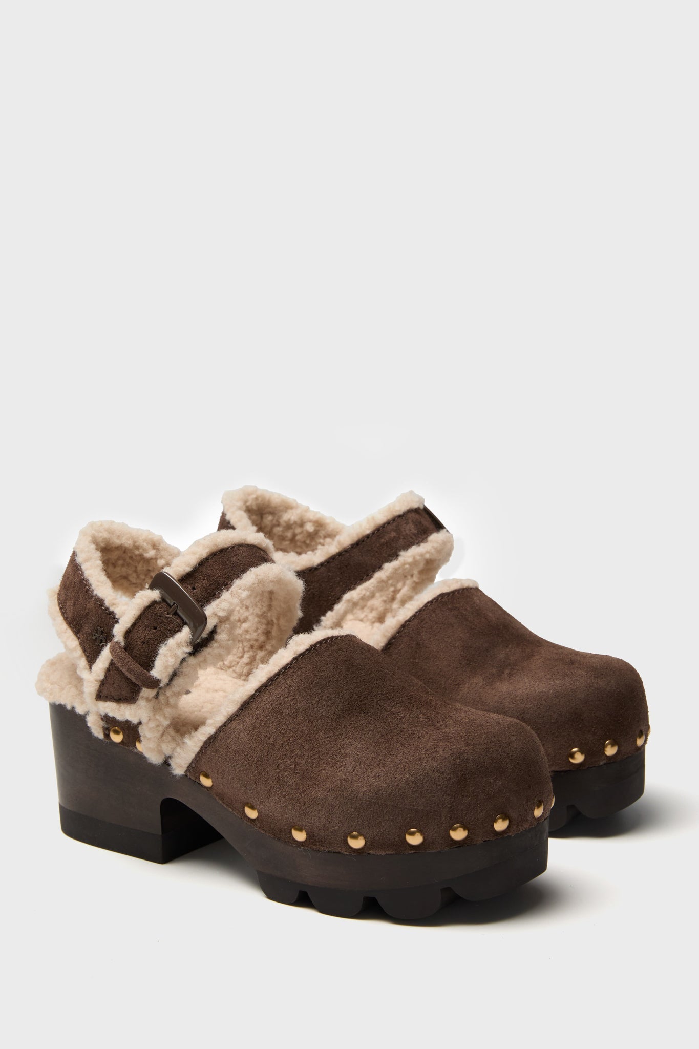 Tory Burch Deep Espresso Shearling Clog