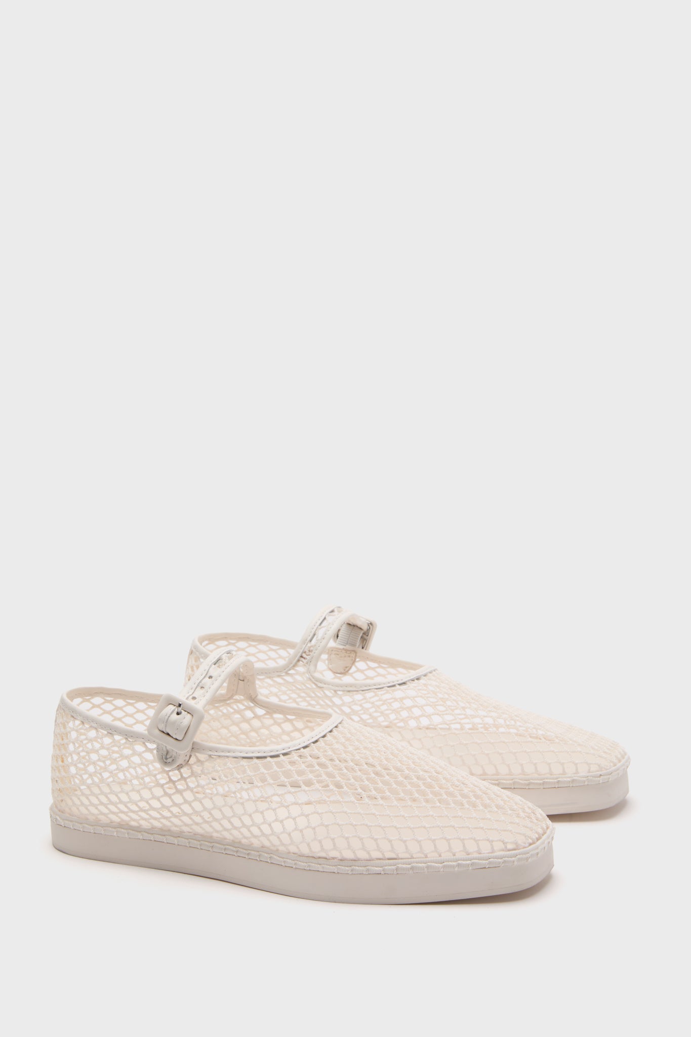 Loeffler Randall White Netted Mesh Rita Mary Janes