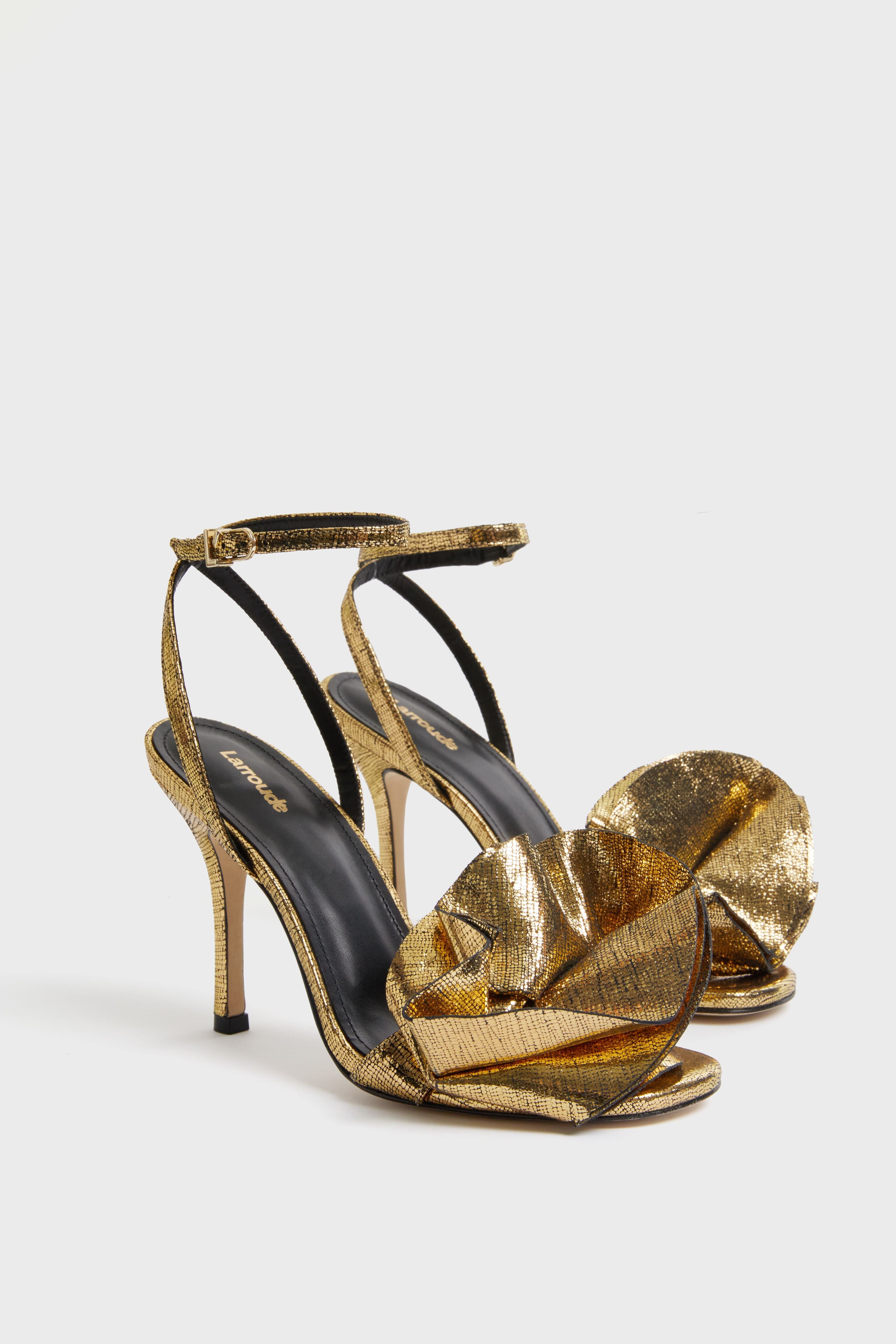  Gold Cracked Metallic Leather Penelope Sandals