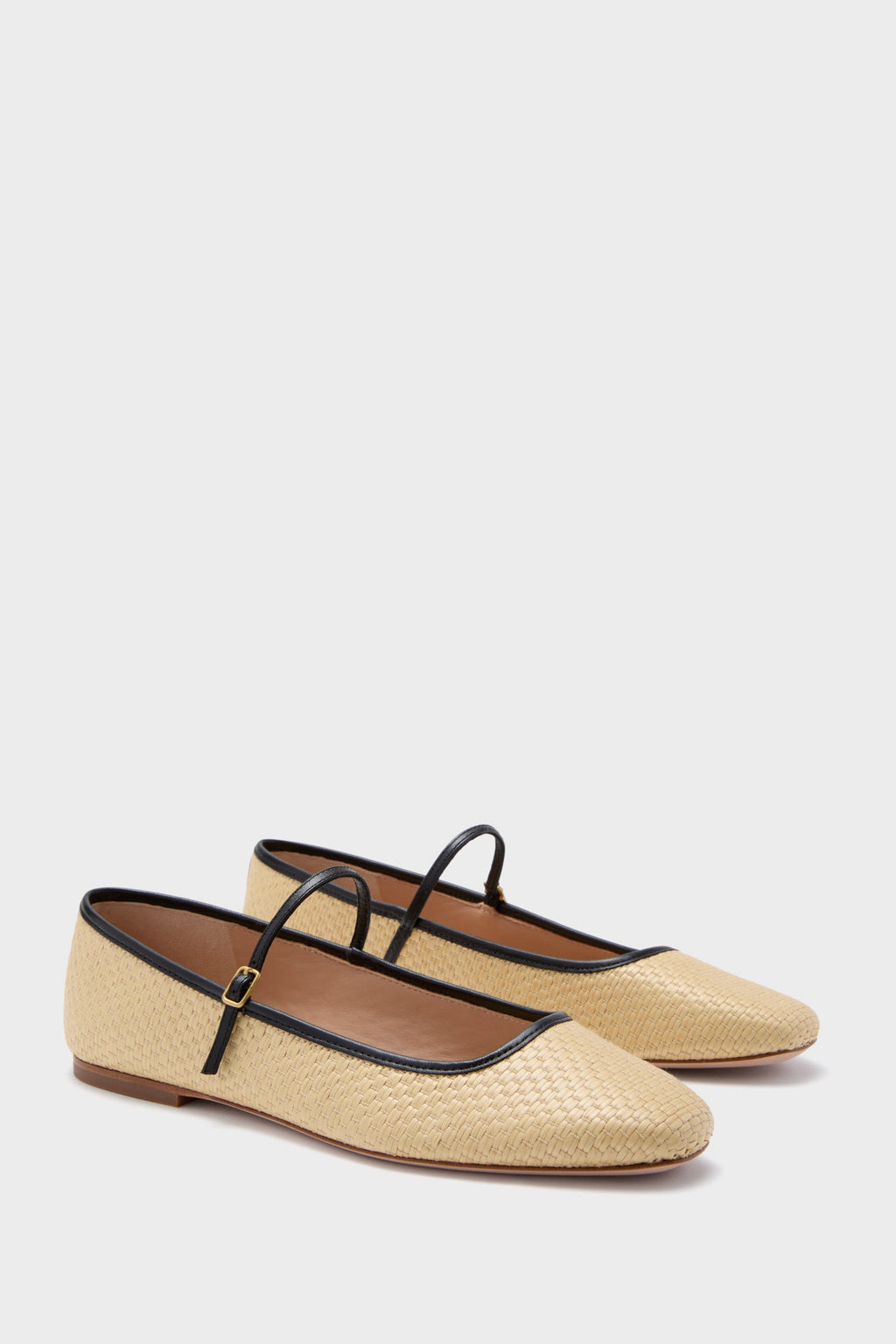 Veronica Beard Natural And Black Ellie Raffia Flats