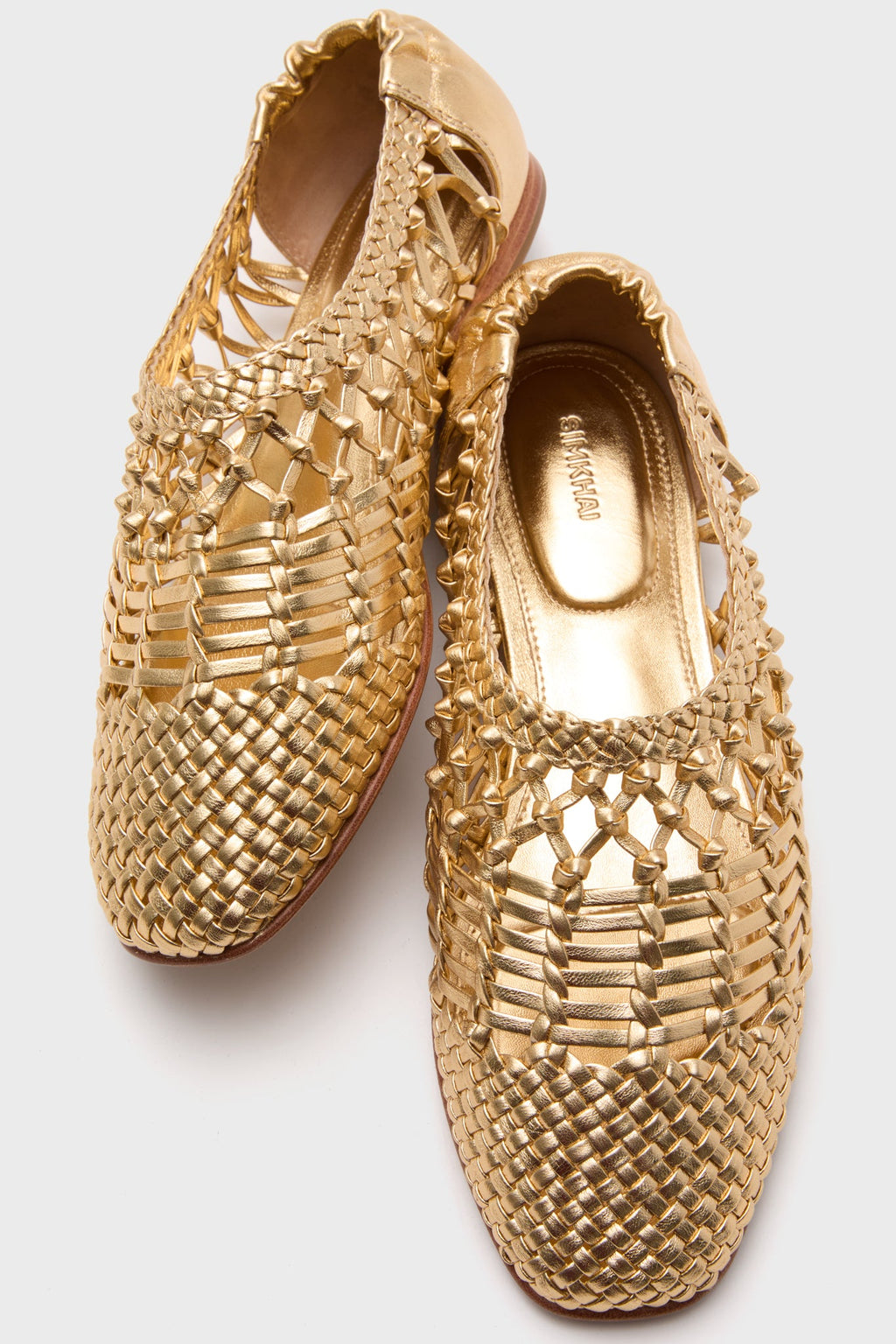 Gold Open Weave Ballet Flats