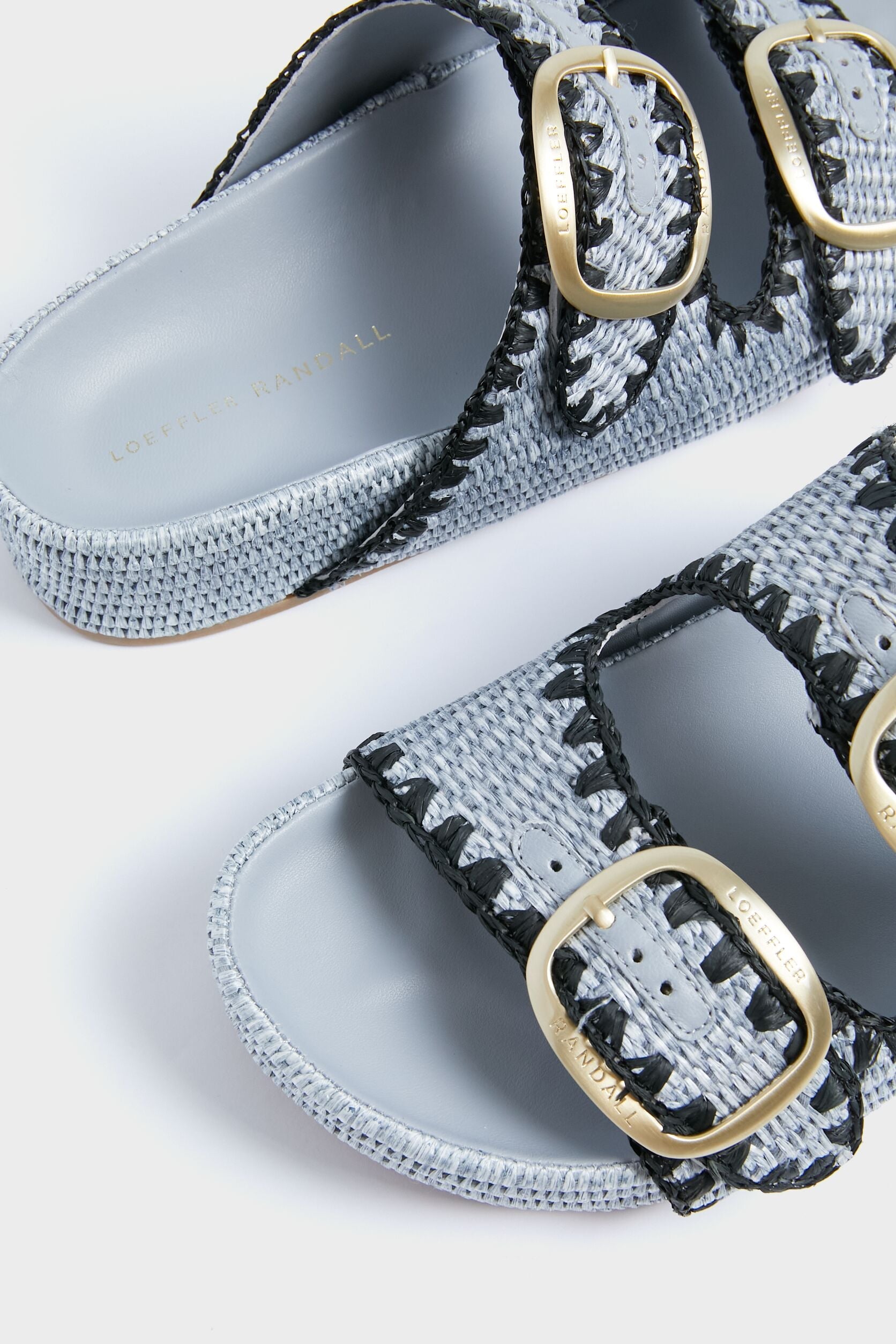 Loeffler Randall Blue Chunky Woven Raffia Sandals