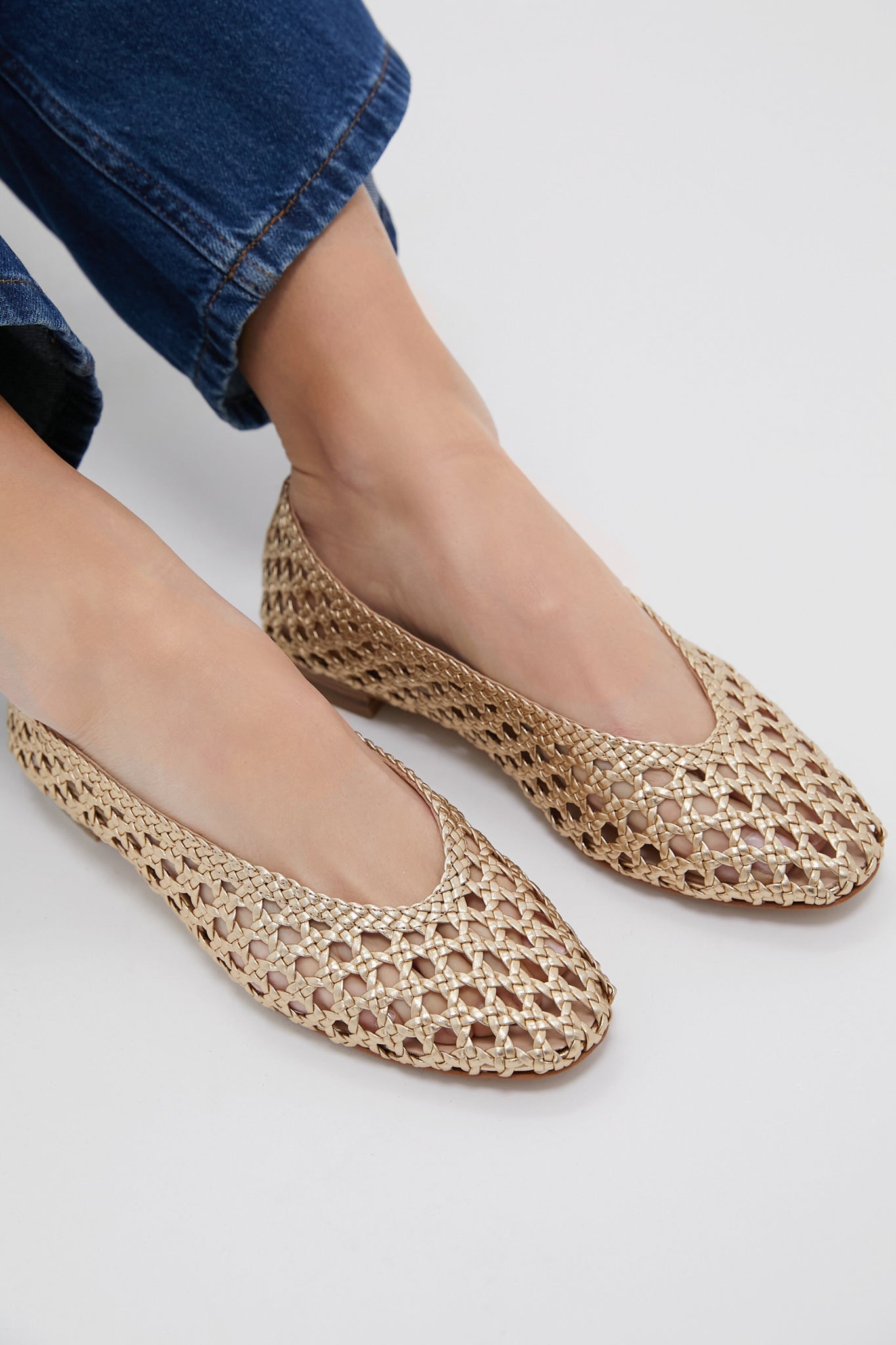  Champagne Woven Nina Flats