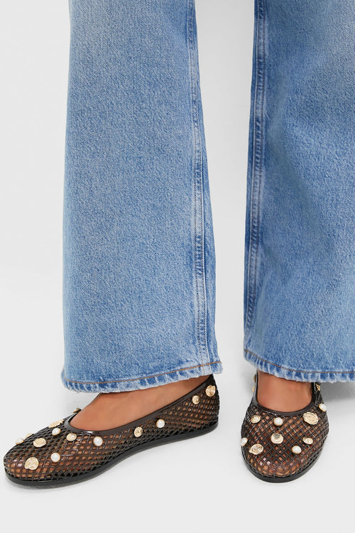 Ancient Greek Sandals Black Iro Jelly Shell Flats