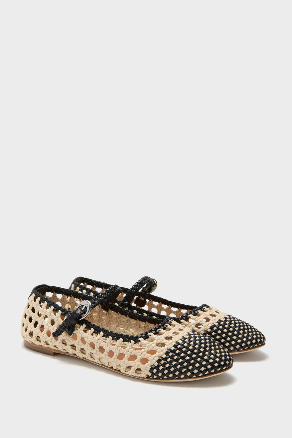 Staud Cream And Black Mary Jane Nell Flat