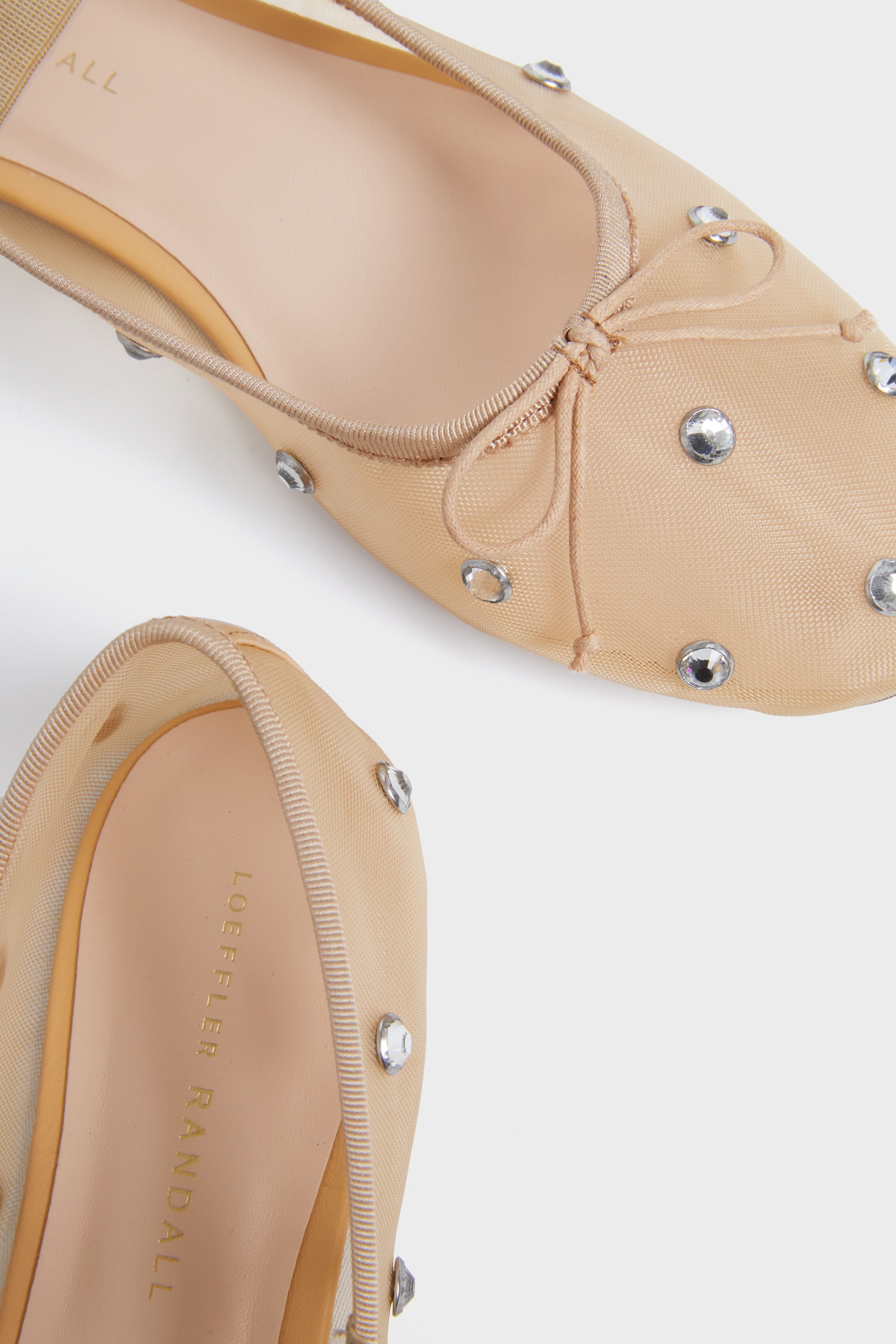 Loeffler Randall Caramel Mesh With Clear Rhinestone Leonie Flats