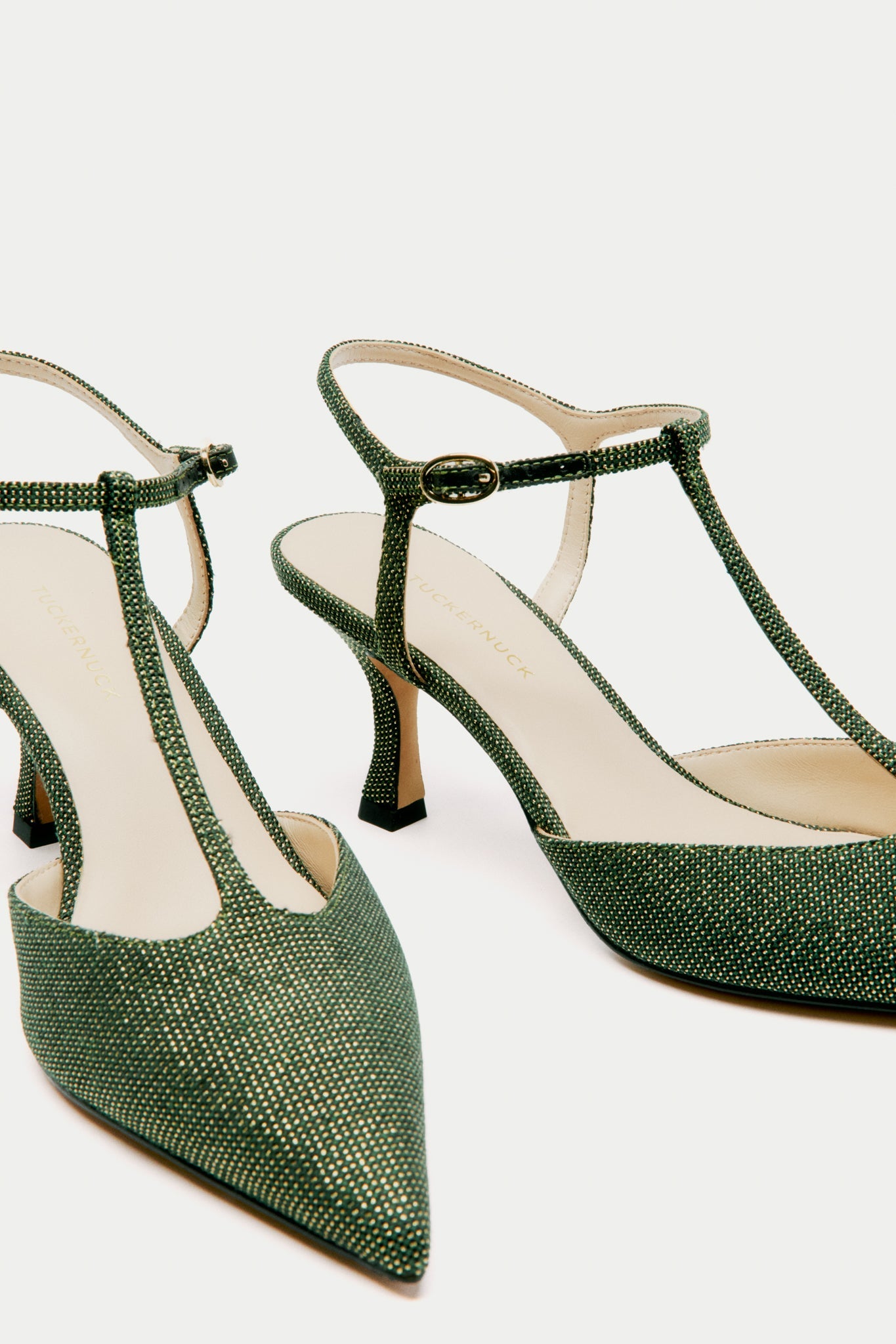 Olive Lurex Jacquard Margot Heels