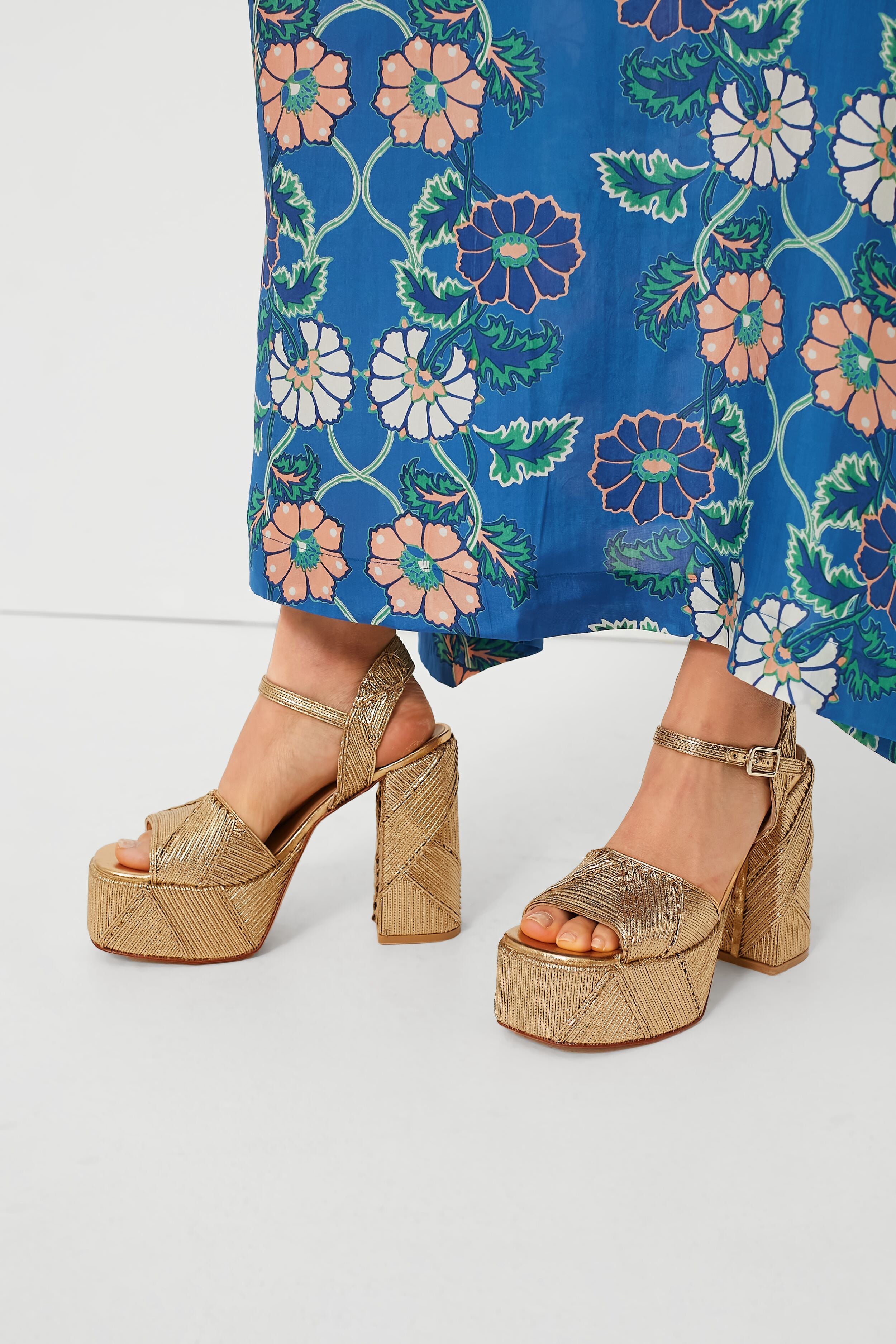 Castañer Oro Viejo Florita Heels