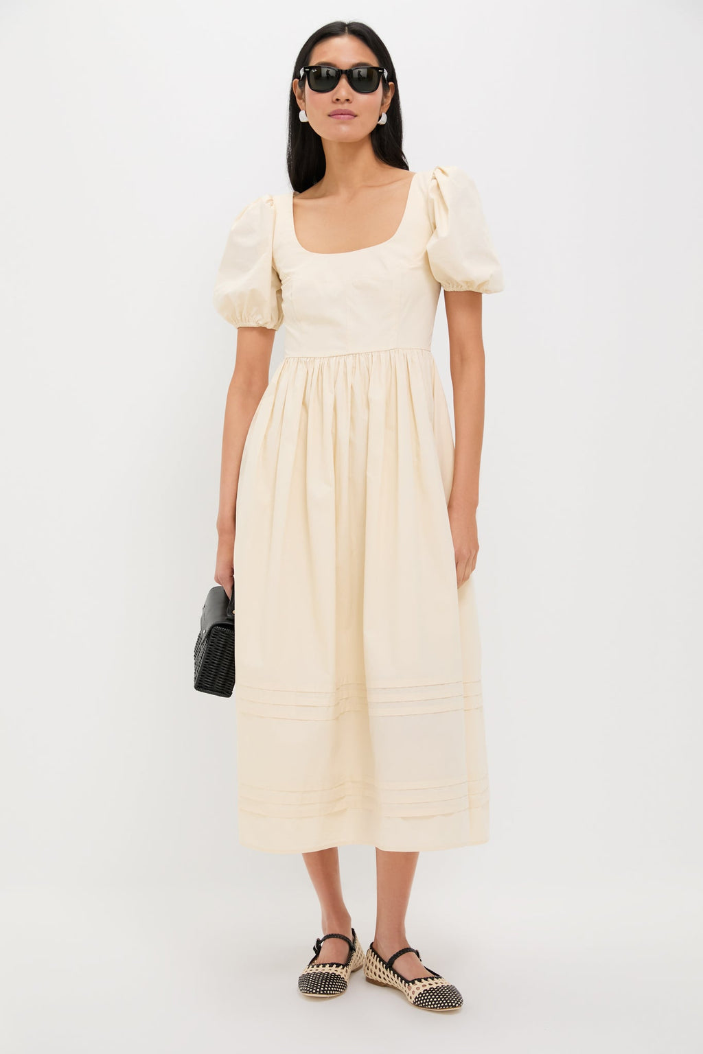 Staud Cream And Black Mary Jane Nell Flat