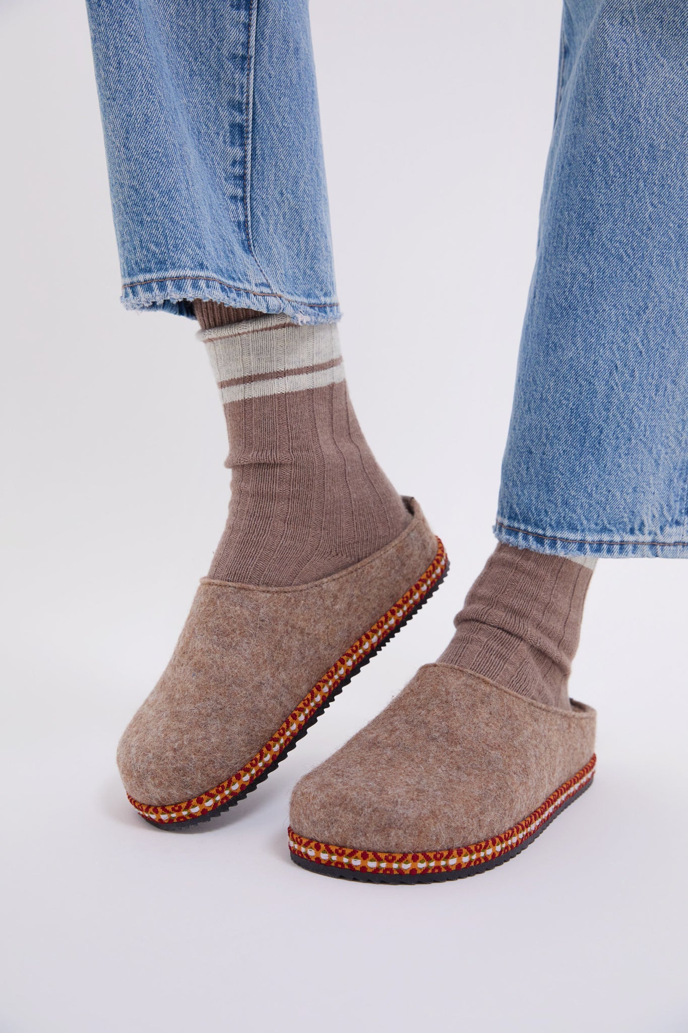  Taupe Sami Felt Slippers