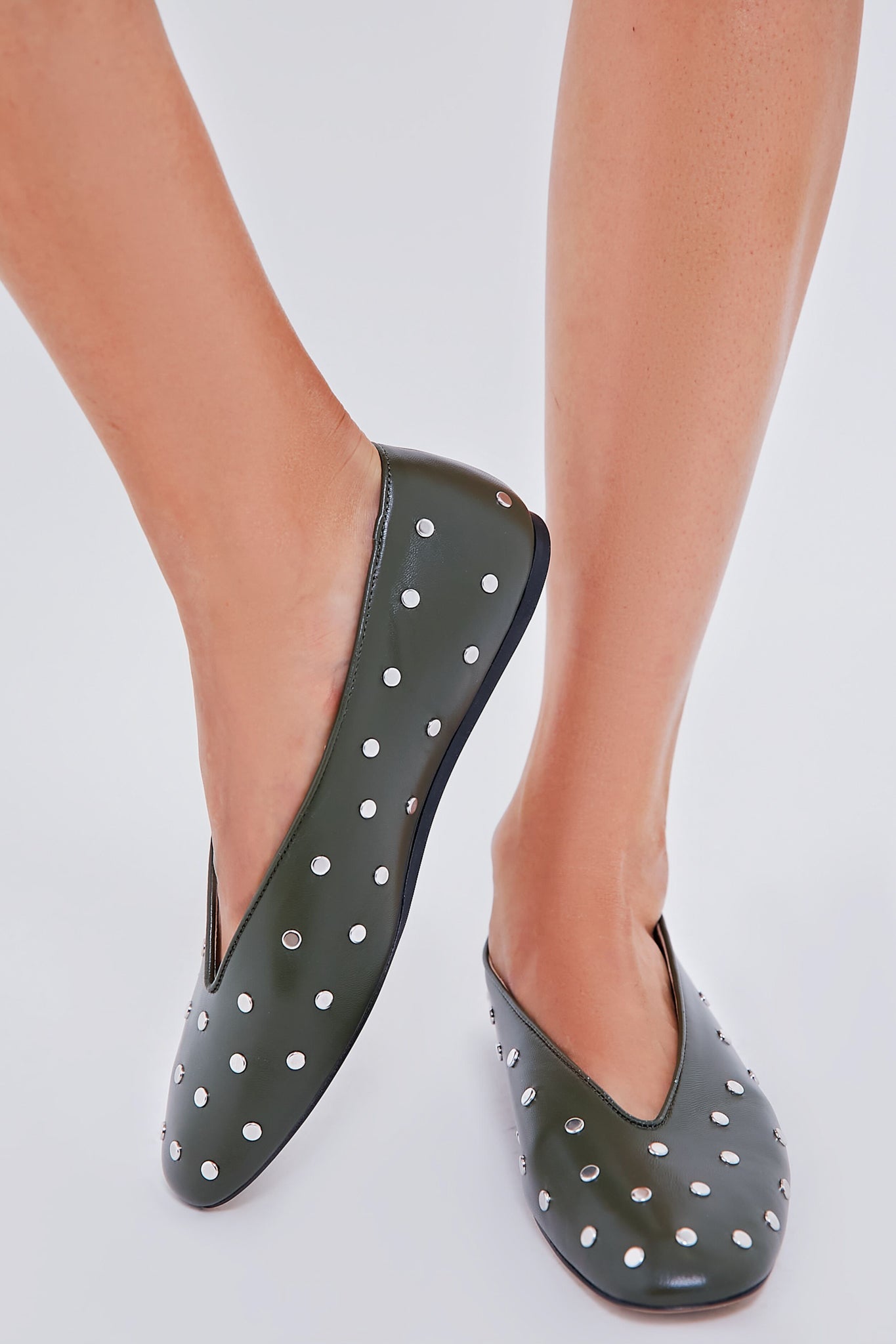  Green Regency Studded Leather Slippers