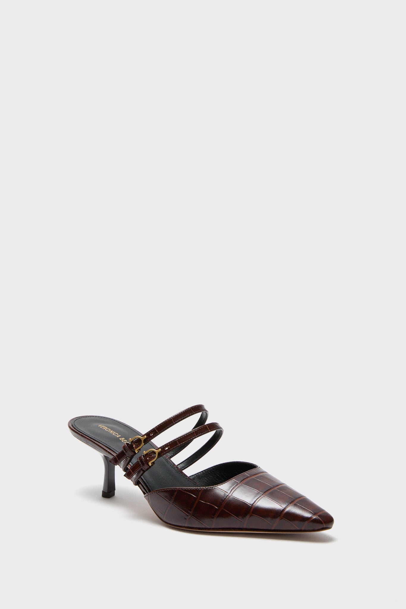 Veronica Beard Chocolate Croc Corrie Heels