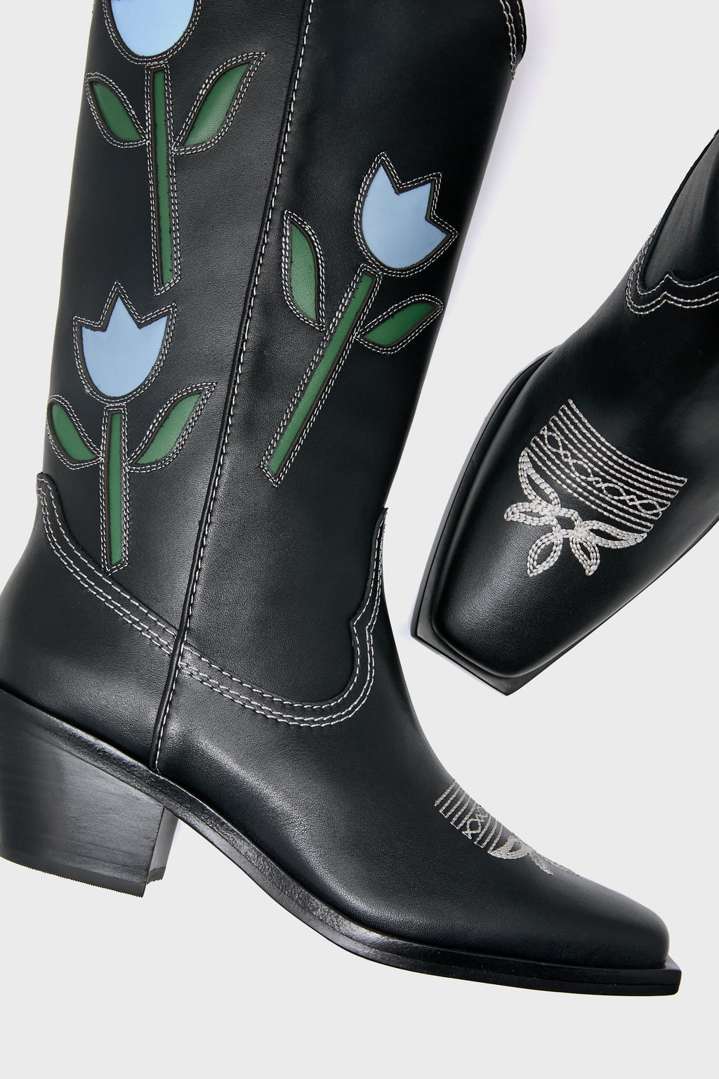 Loeffler Randall Black With Tulips Wilder Boots