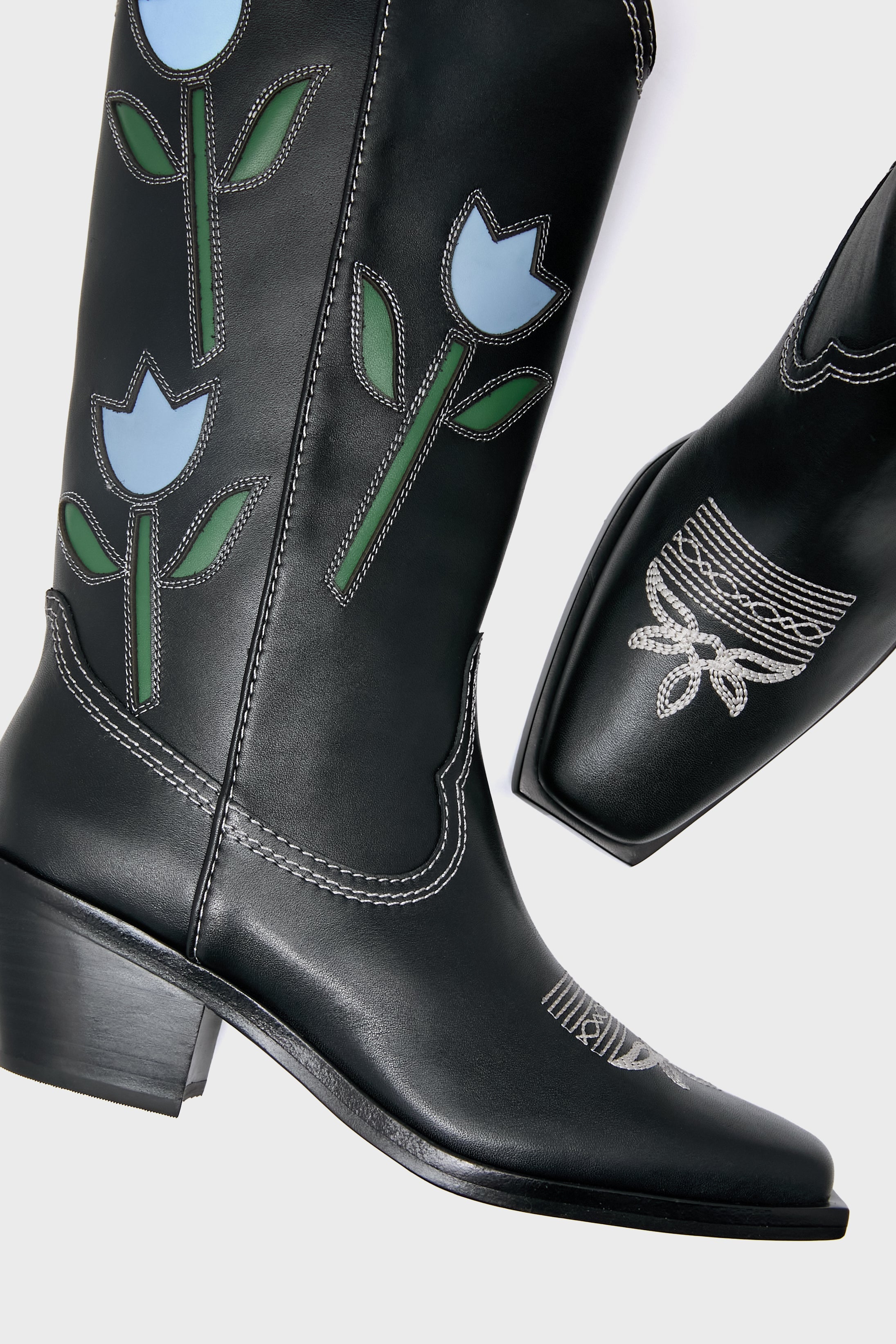 Loeffler Randall Black With Tulips Wilder Boots