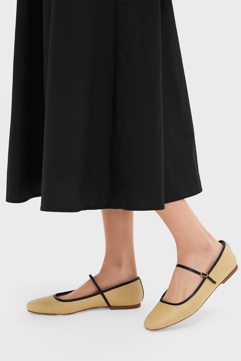 Veronica Beard Natural And Black Ellie Raffia Flats