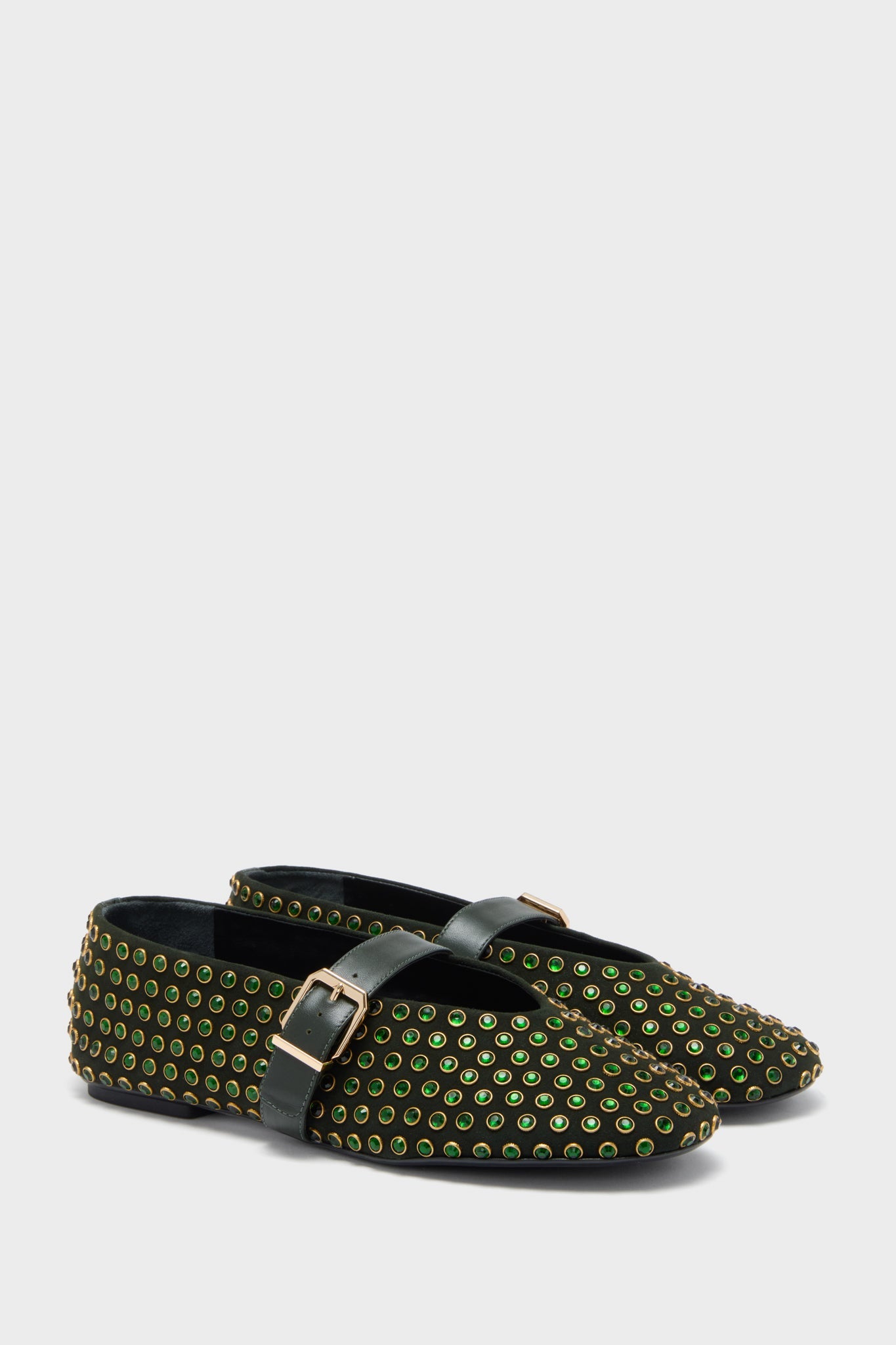 Schutz Garden Green Eliza Shine Flats
